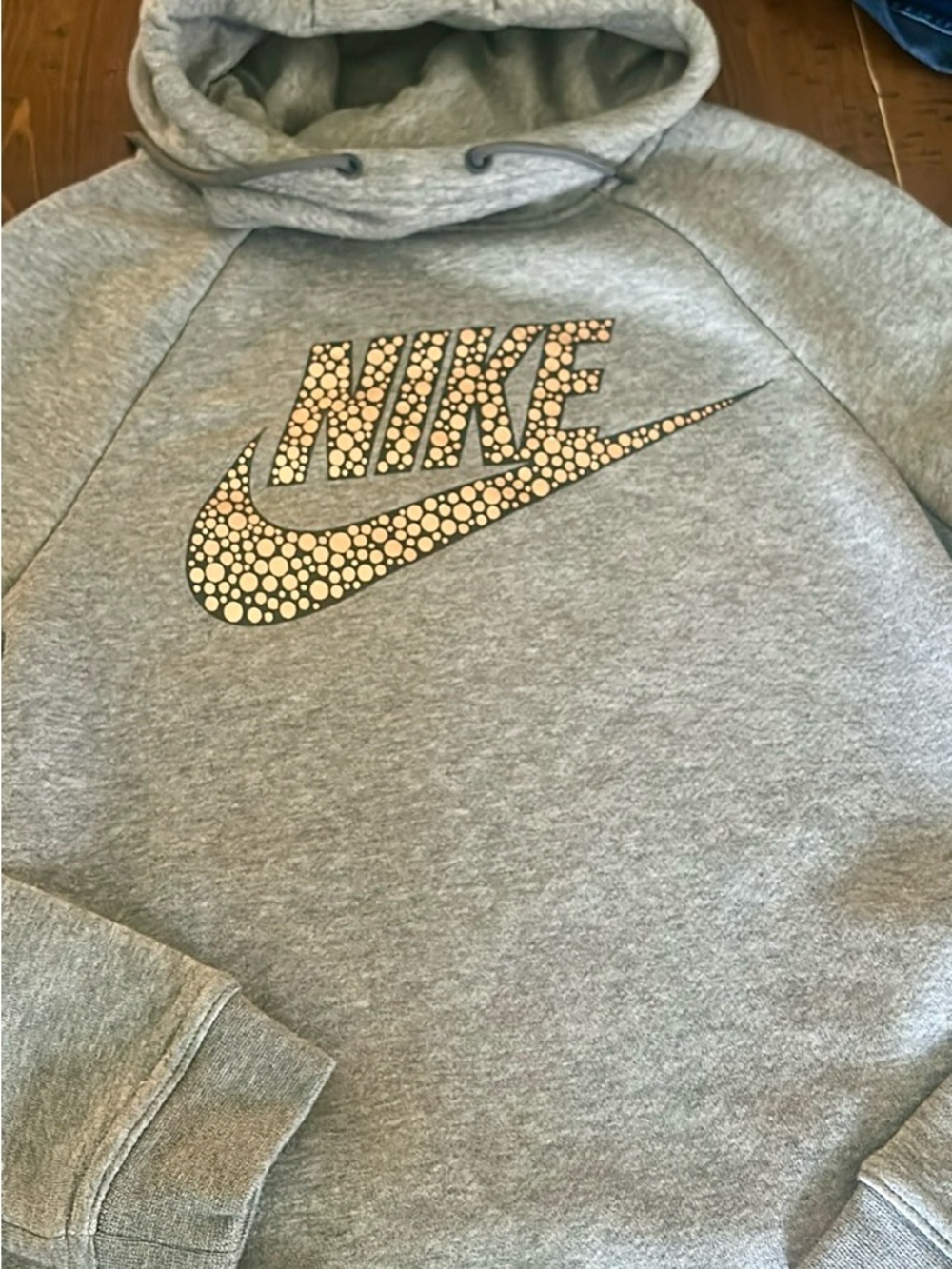 Nike Gray Hoodie with Gold Accent Dots